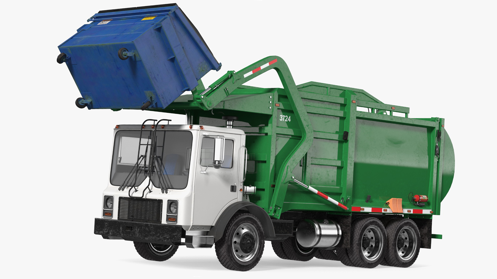 Trash Truck Generic with Dumpster Blue Rigged for Maya 3D model