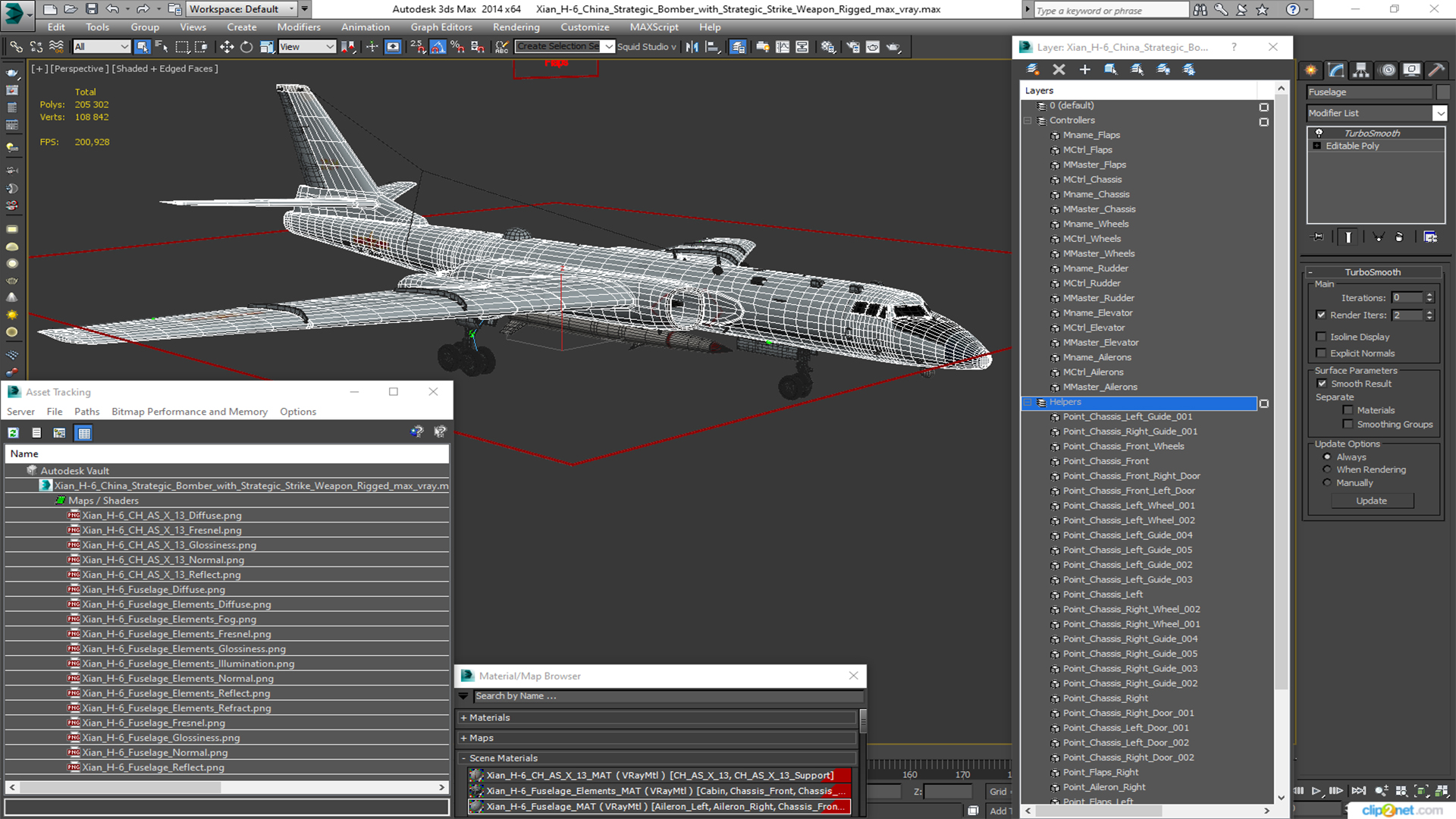 3D Xian H-6 China Strategic Bomber with Strategic Strike Weapon Rigged for Cinema 4D