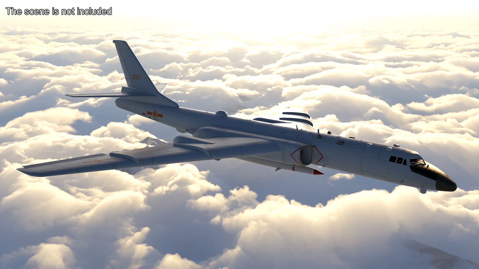 3D Xian H-6 China Strategic Bomber with Strategic Strike Weapon Rigged for Cinema 4D