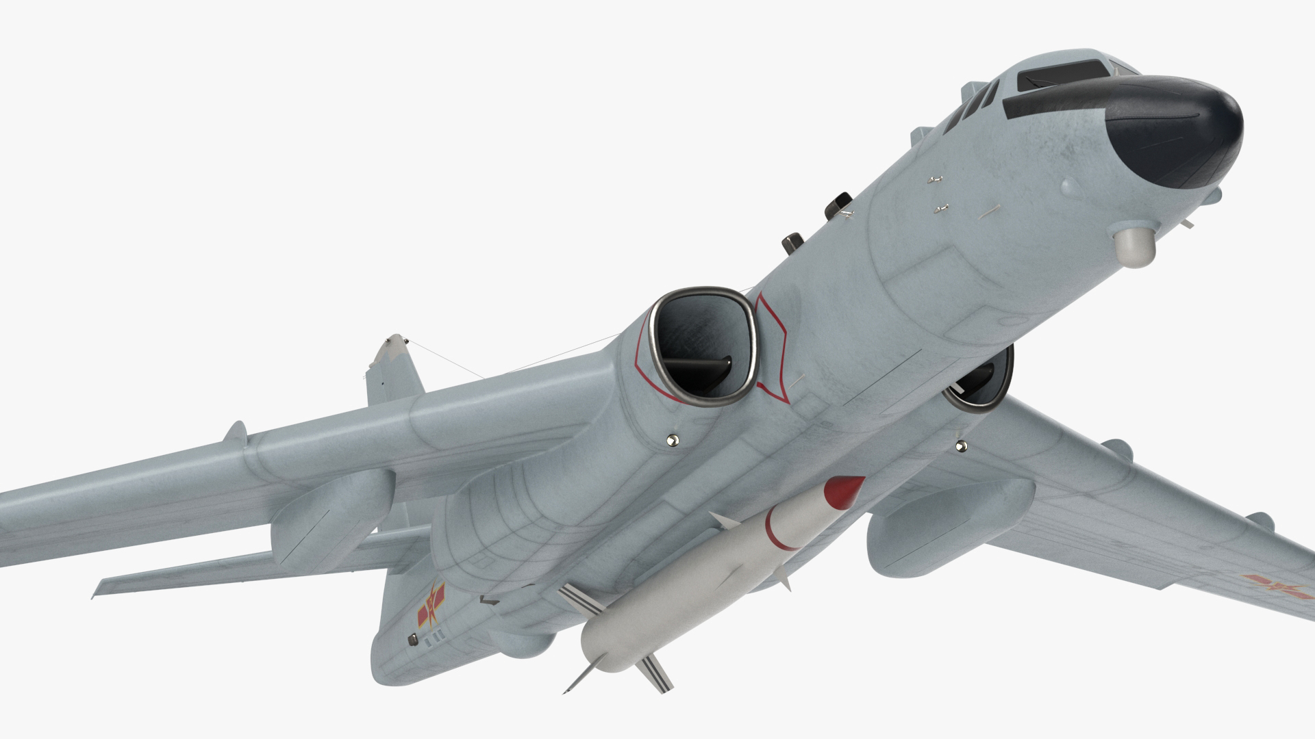 3D Xian H-6 China Strategic Bomber with Strategic Strike Weapon Rigged for Cinema 4D