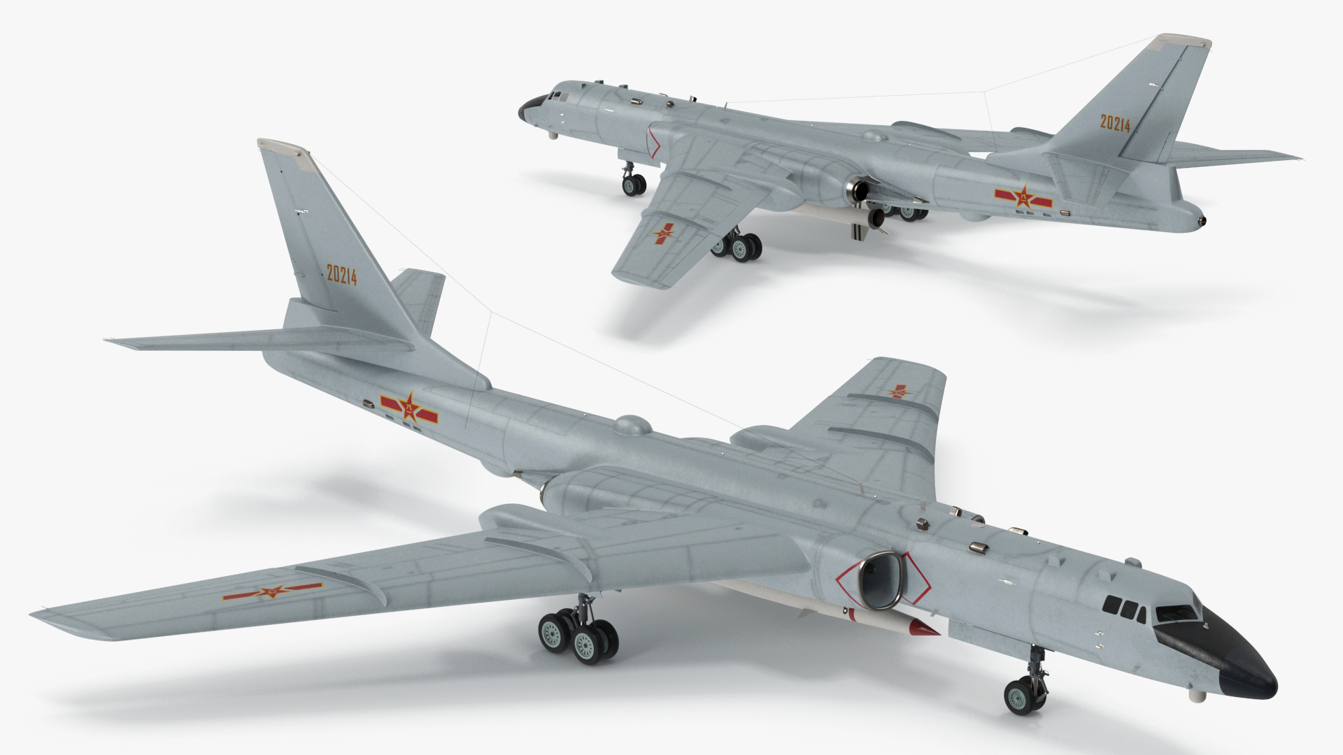 3D Xian H-6 China Strategic Bomber with Strategic Strike Weapon Rigged for Cinema 4D