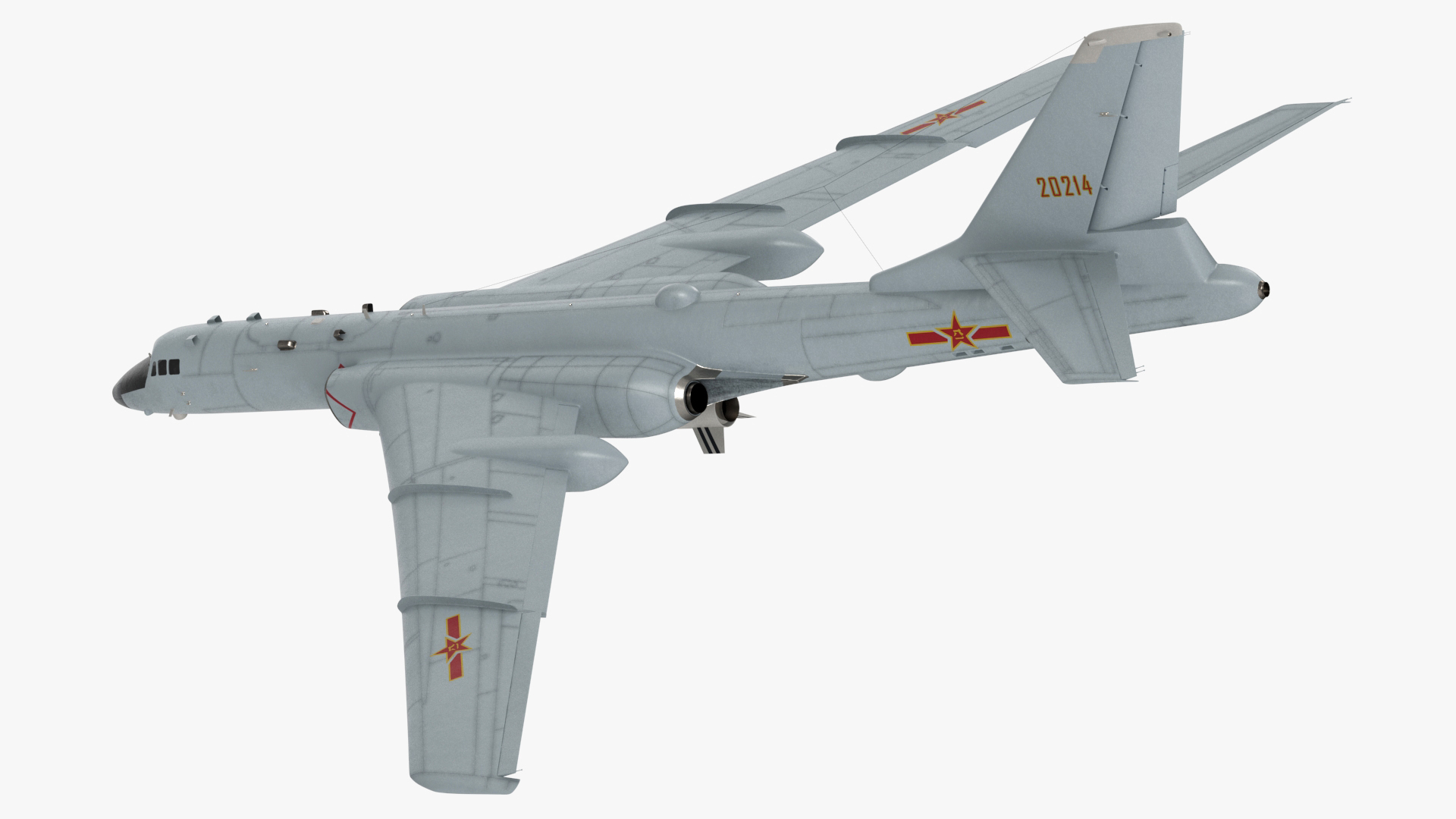 3D Xian H-6 China Strategic Bomber with Strategic Strike Weapon Rigged for Cinema 4D