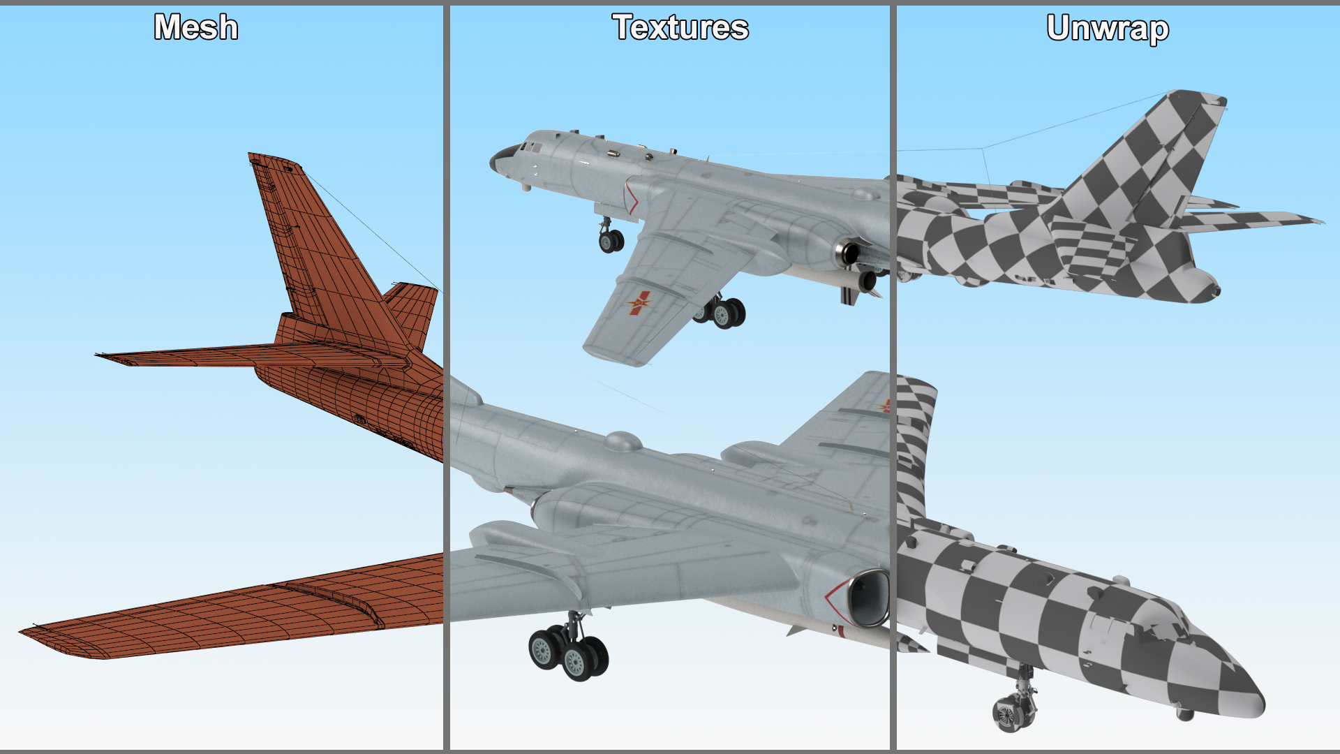 3D Xian H-6 China Strategic Bomber with Strategic Strike Weapon Rigged for Cinema 4D