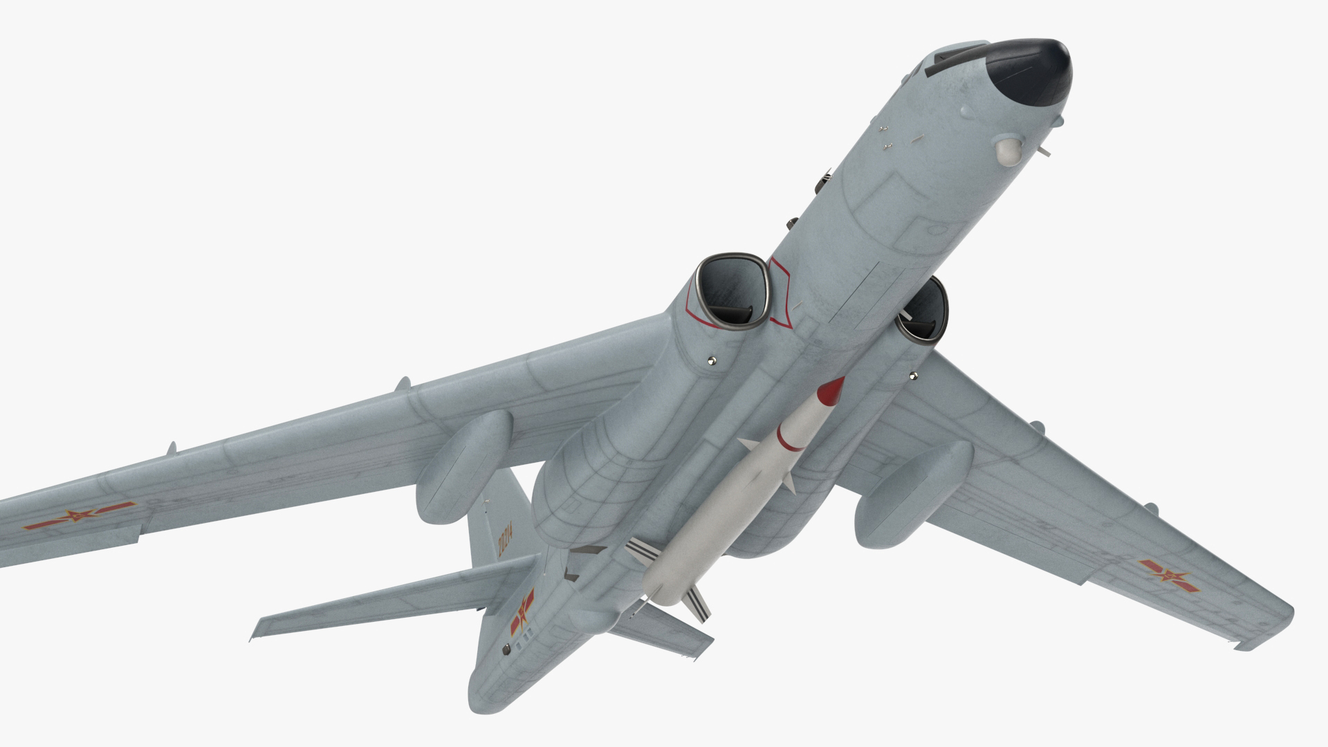 3D Xian H-6 China Strategic Bomber with Strategic Strike Weapon Rigged for Cinema 4D