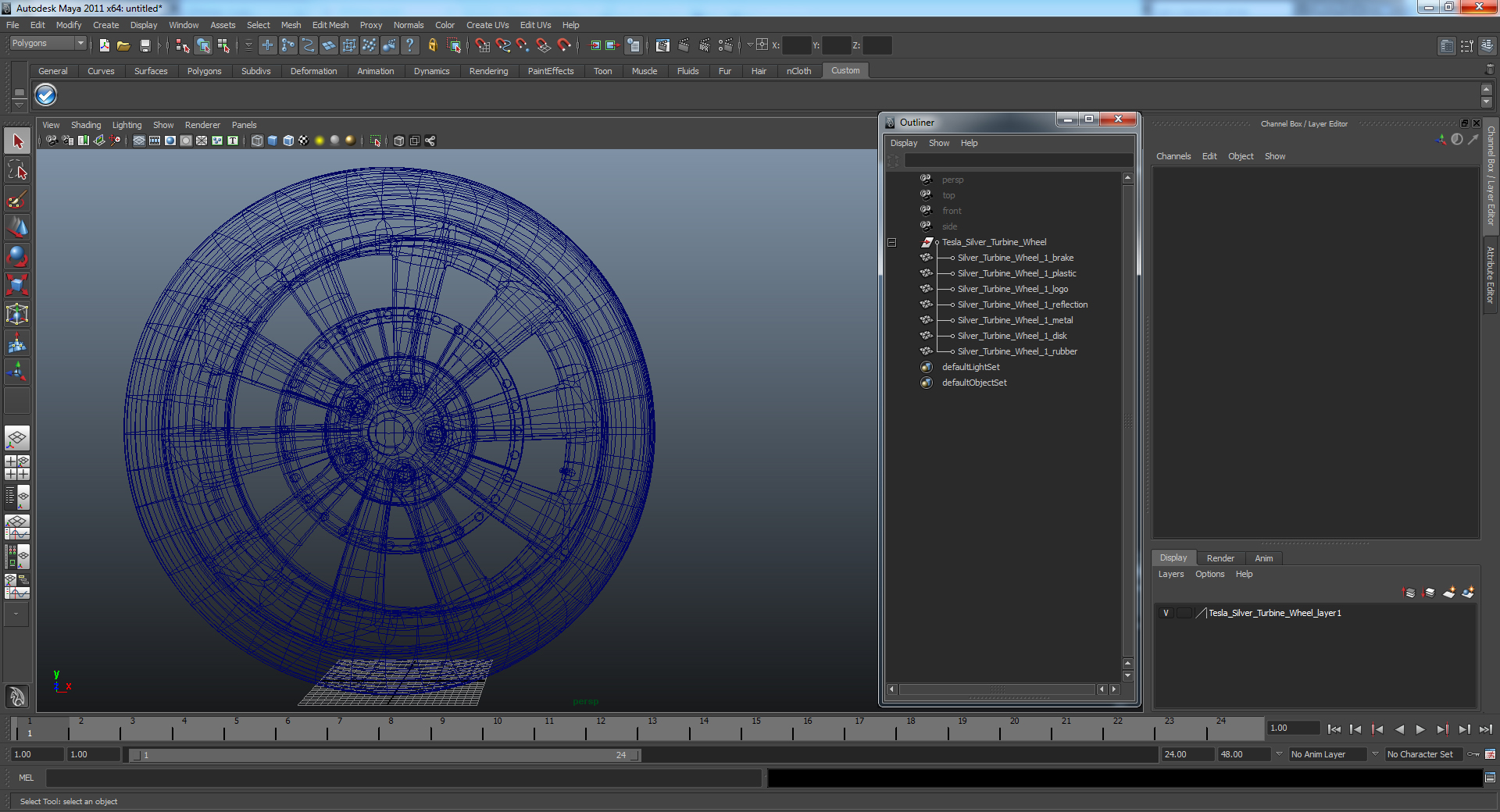 3D Tesla Silver Turbine Wheel