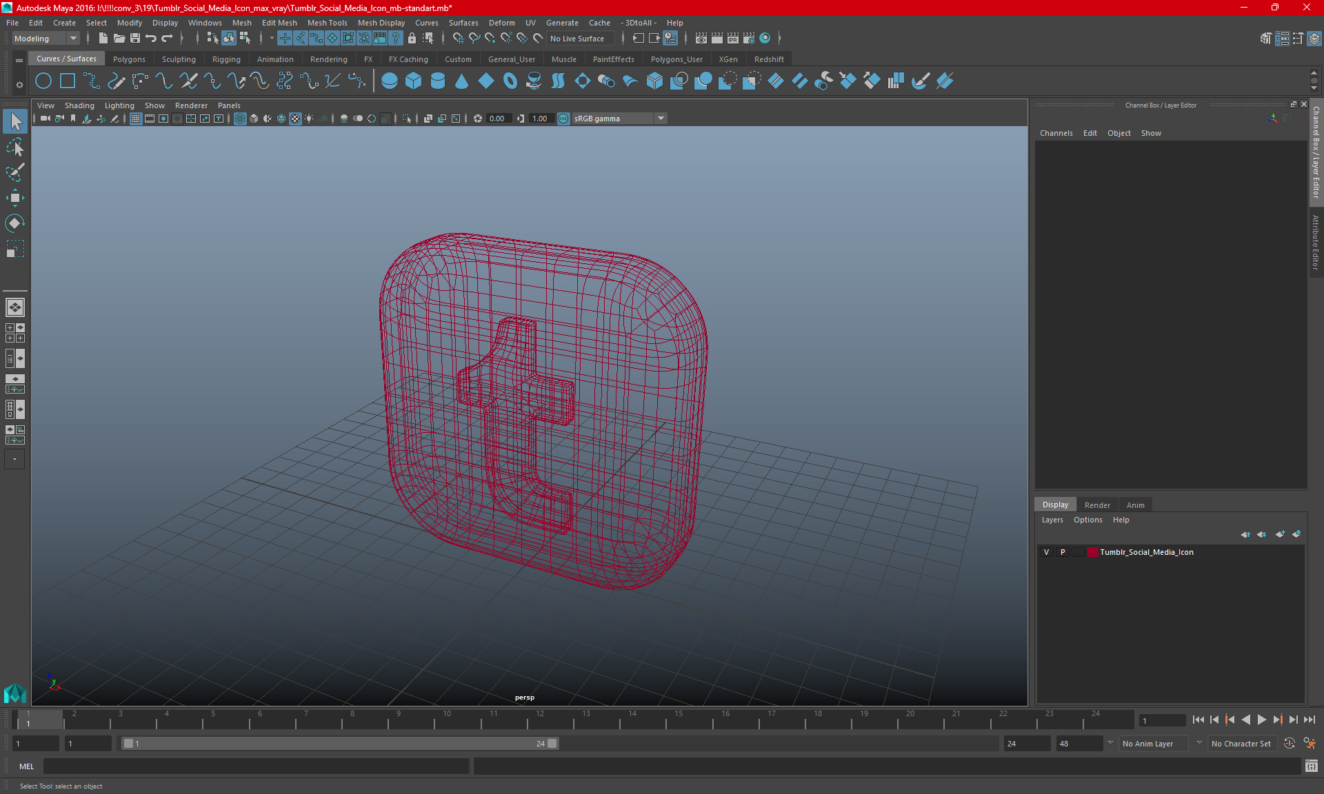 Tumblr Social Media Icon 3D model