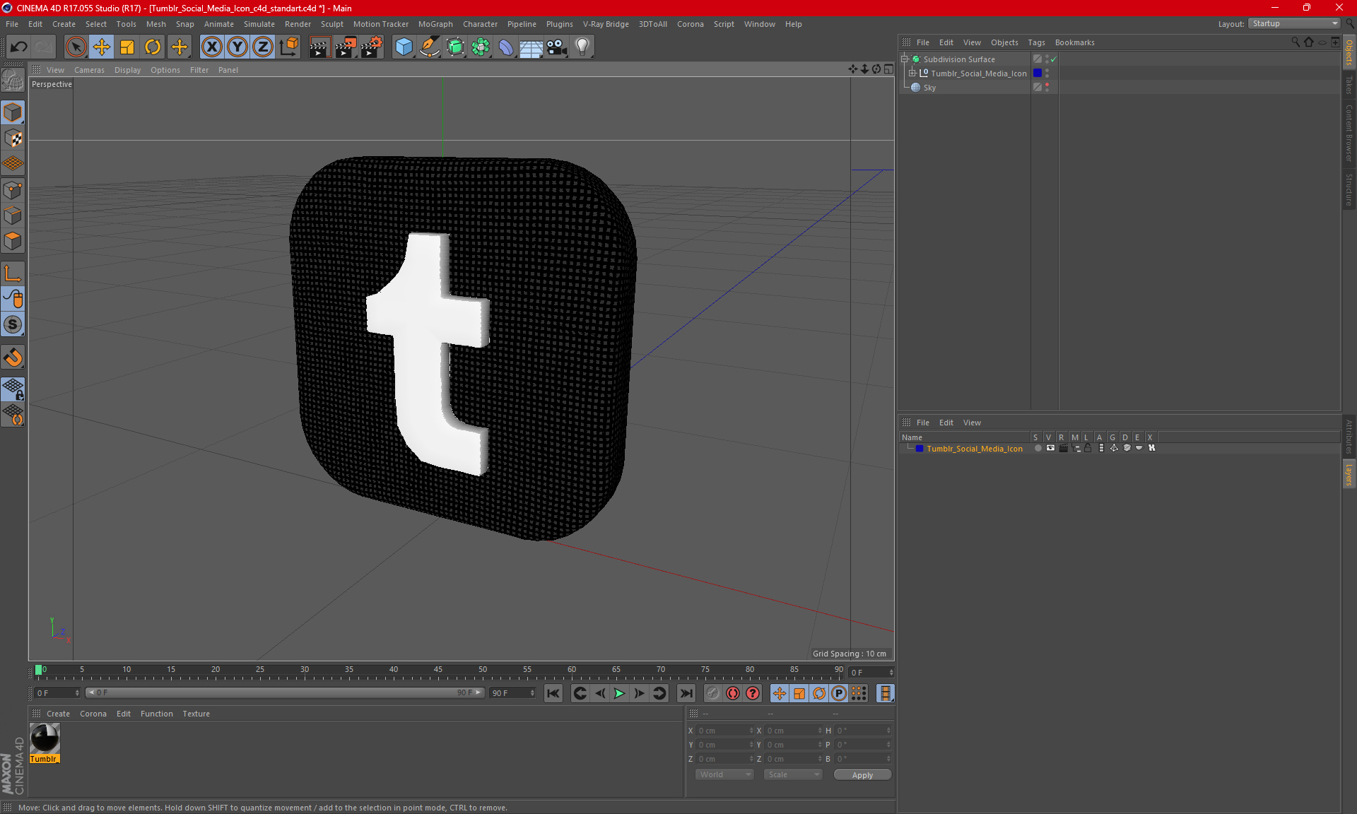 Tumblr Social Media Icon 3D model