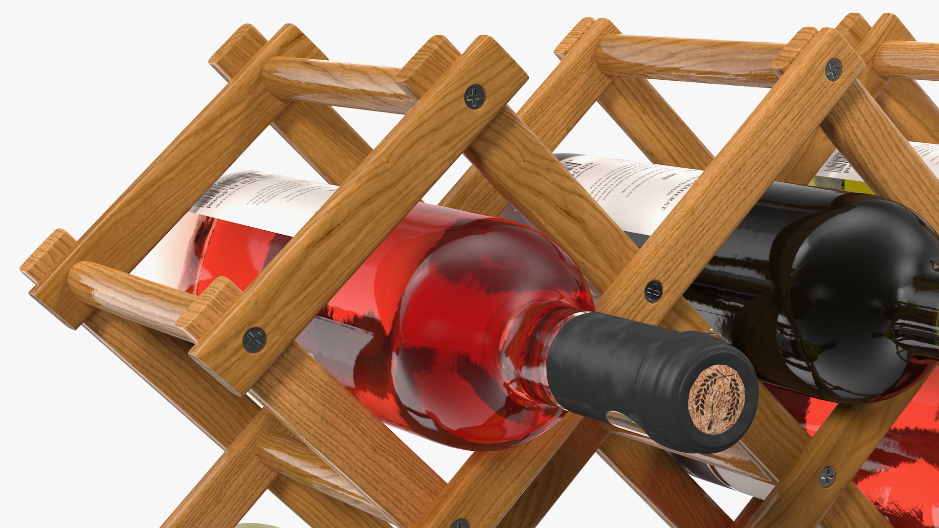 3D Foldable Wooden Rack with Wine Bottles model