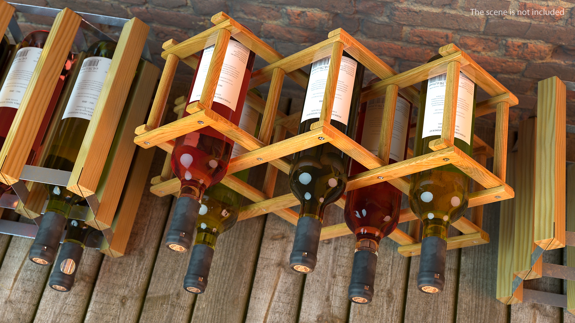 3D Foldable Wooden Rack with Wine Bottles model