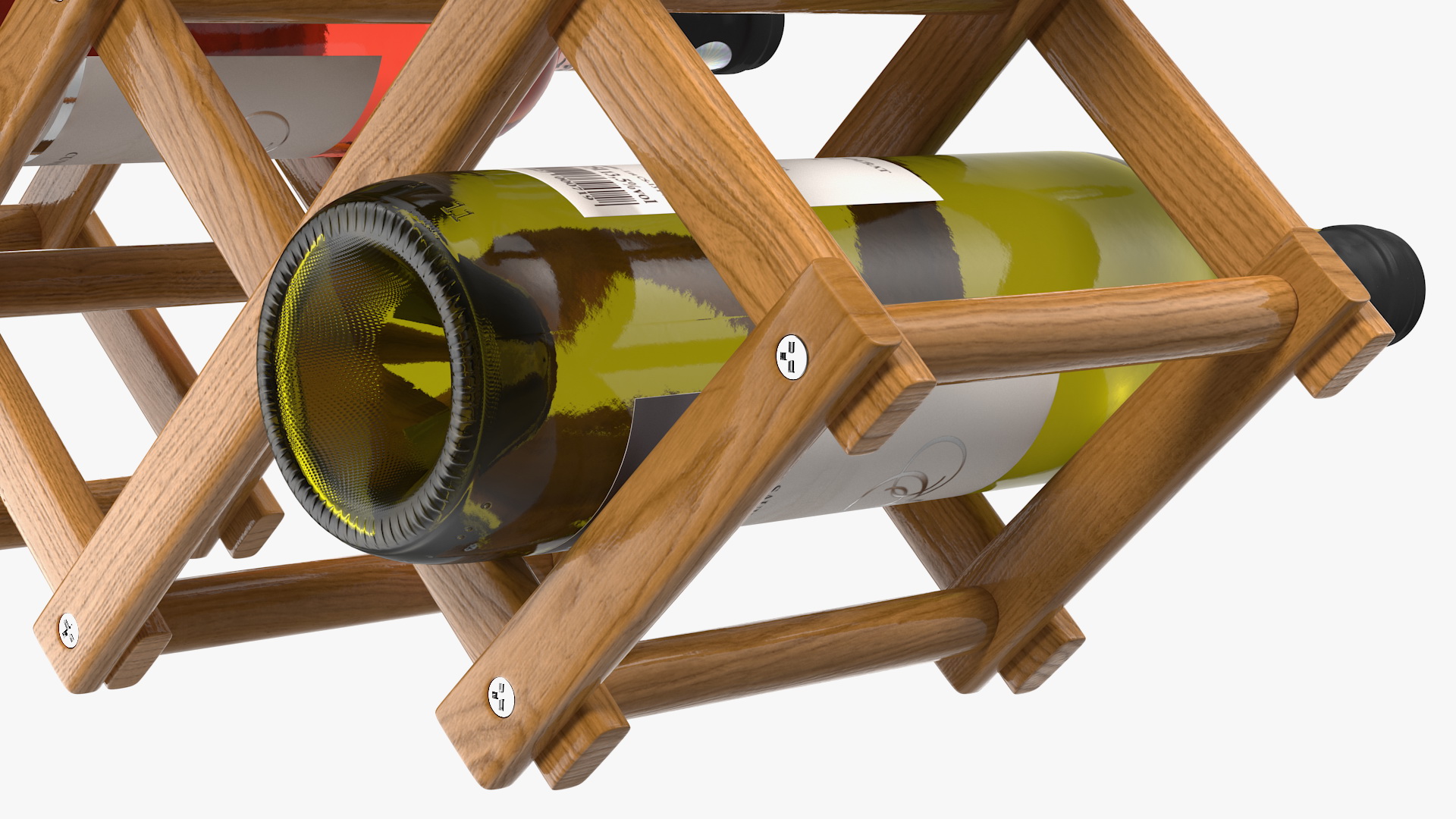 3D Foldable Wooden Rack with Wine Bottles model