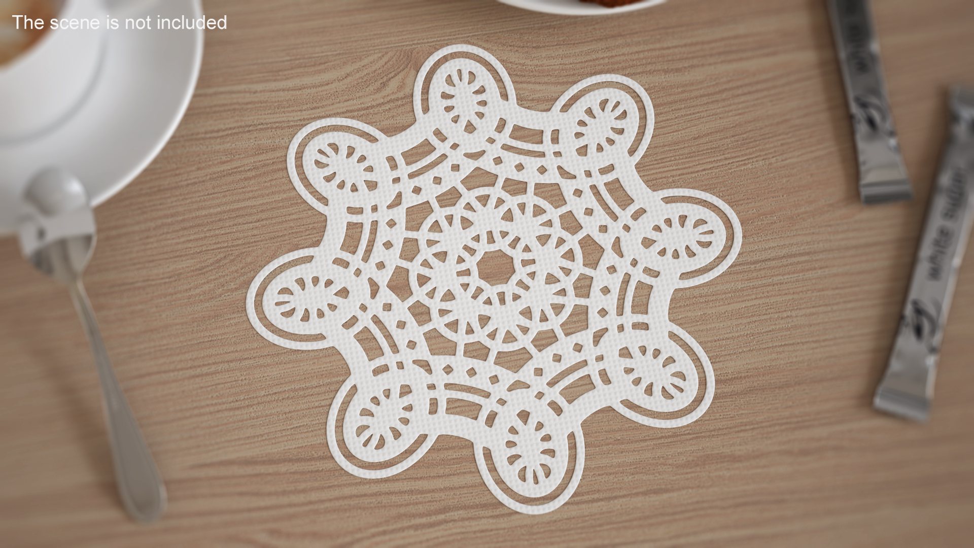 Eight Pointed Lace Paper Doilie White 3D