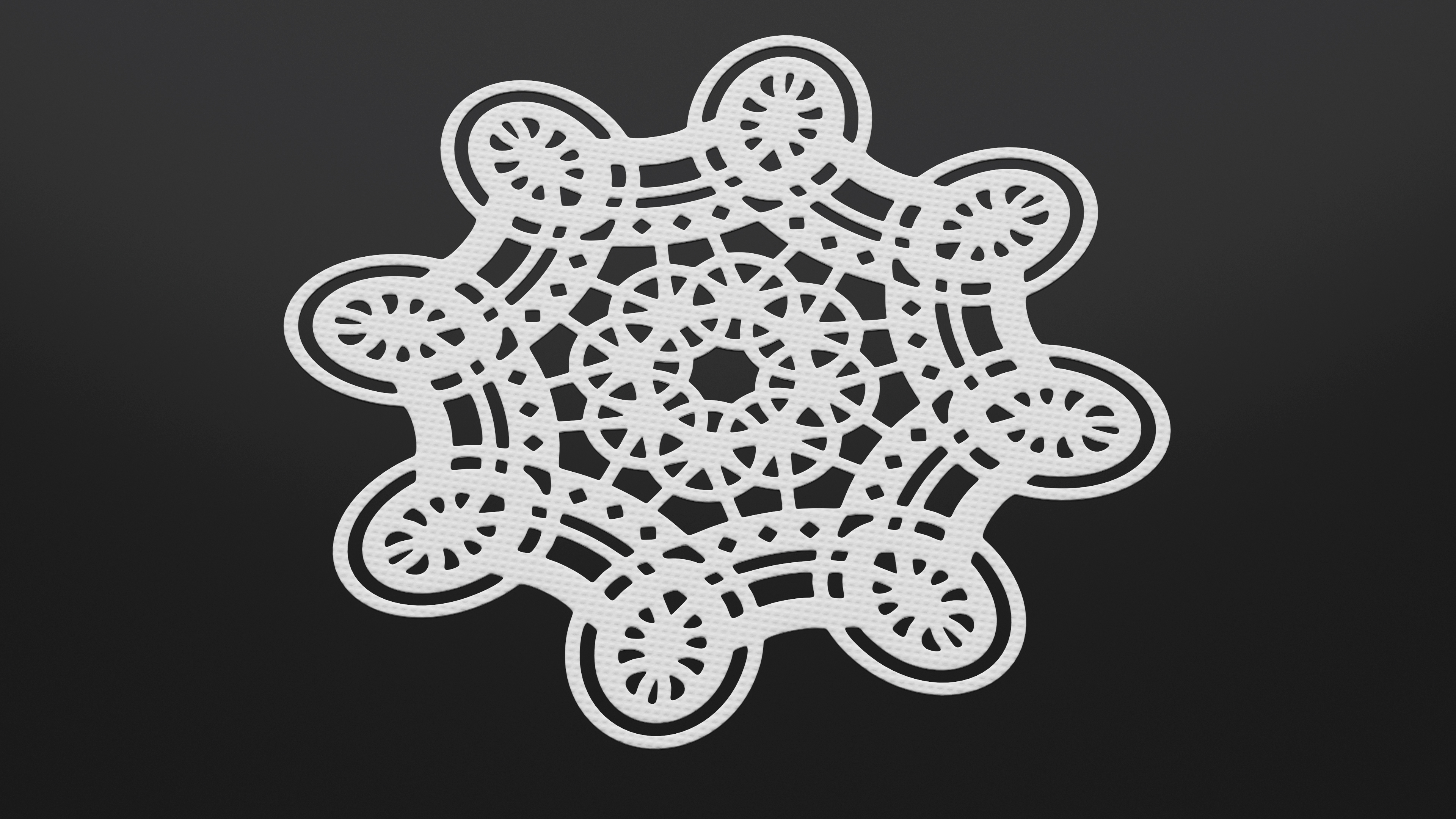 Eight Pointed Lace Paper Doilie White 3D
