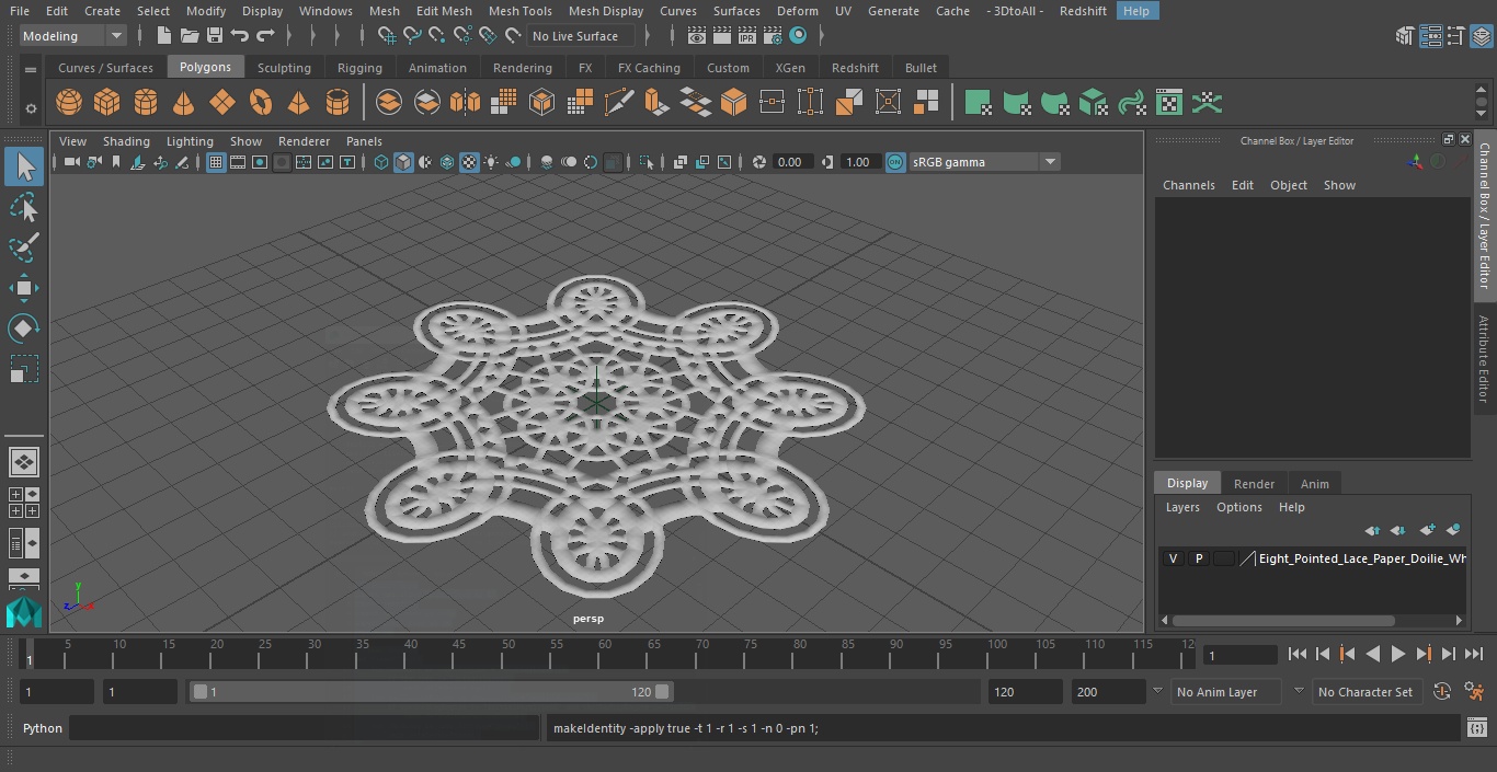 Eight Pointed Lace Paper Doilie White 3D