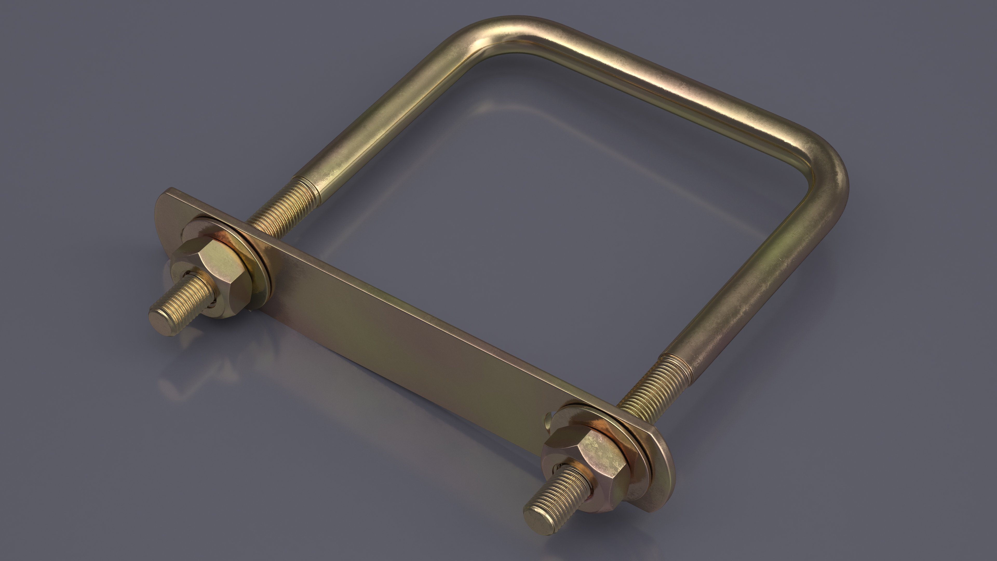 3D model Square U-shaped Bolt Brackets Boat Brass