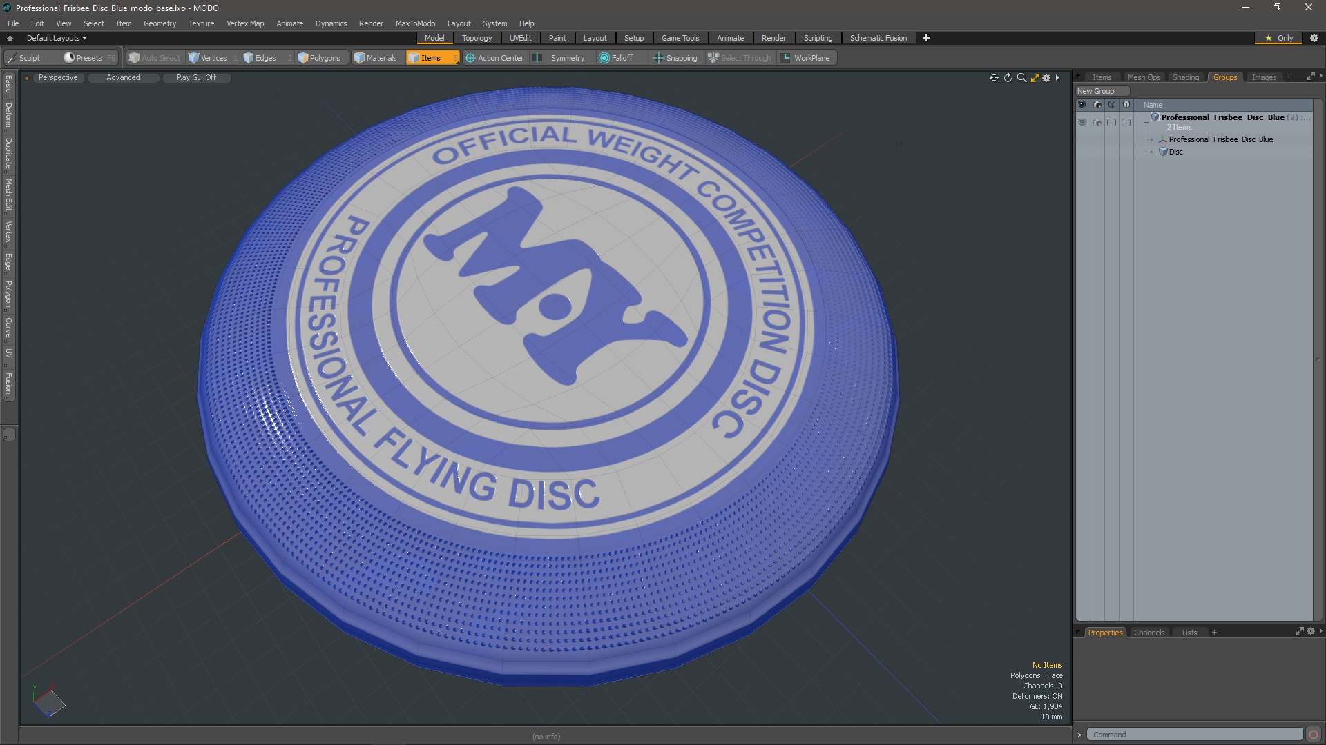 3D model Professional Frisbee Disc Blue