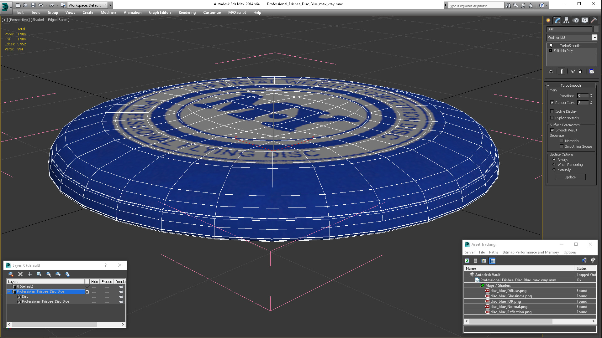 3D model Professional Frisbee Disc Blue