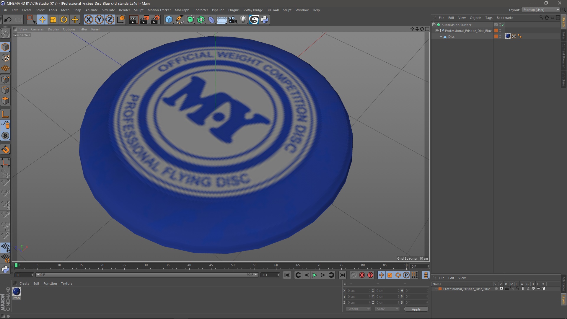 3D model Professional Frisbee Disc Blue