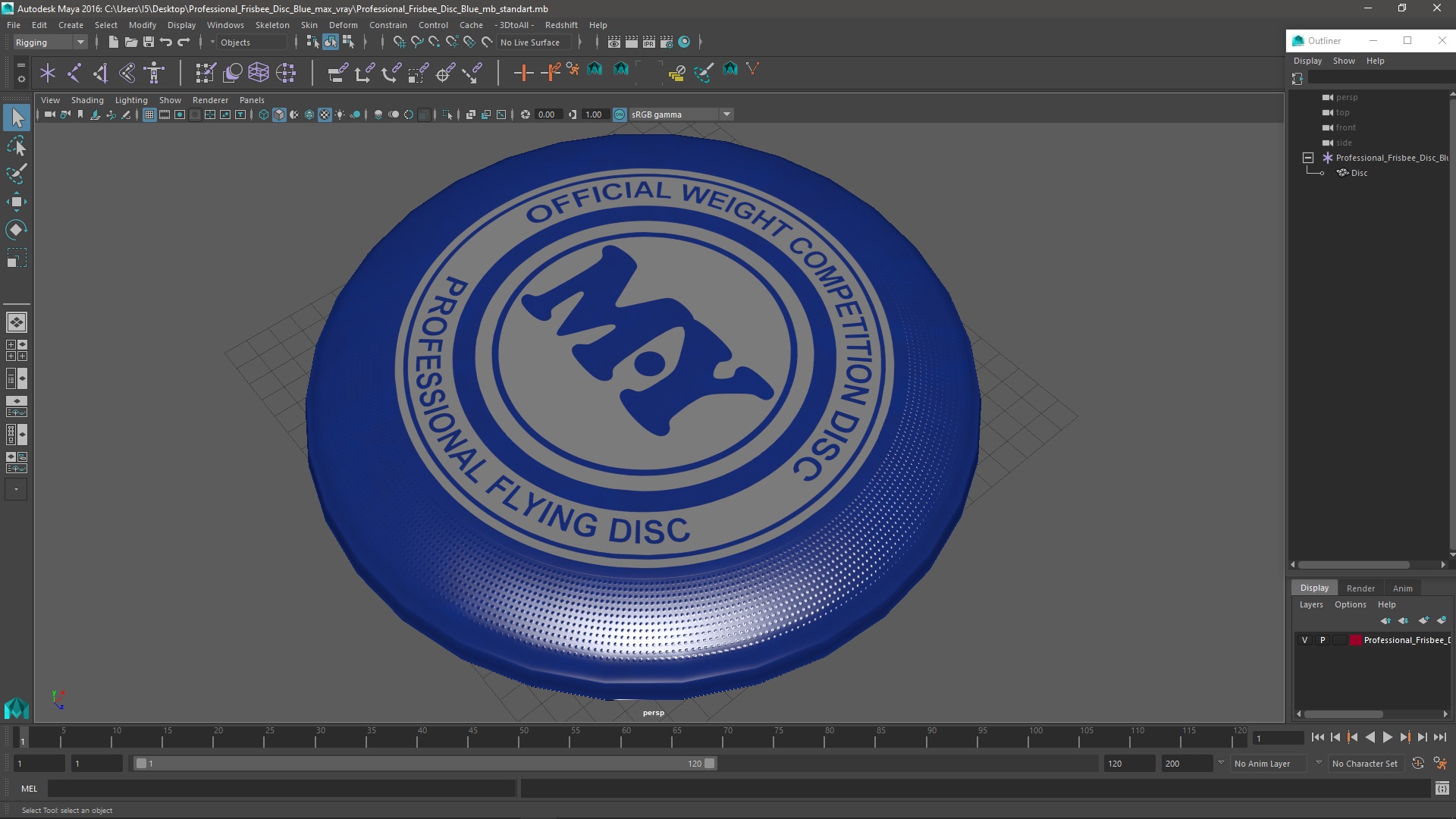 3D model Professional Frisbee Disc Blue