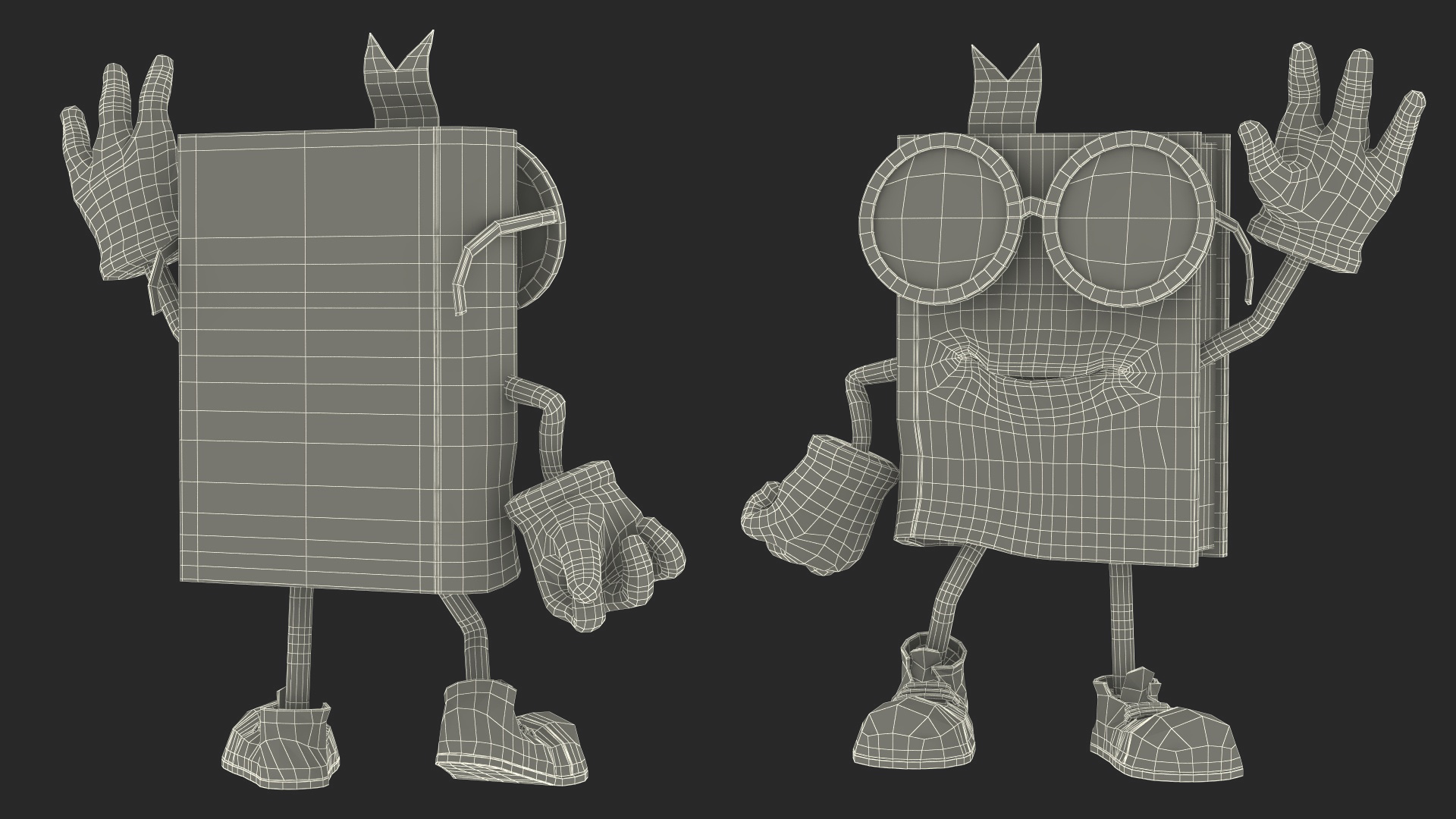 3D Yellow Book Character Waving Pose model