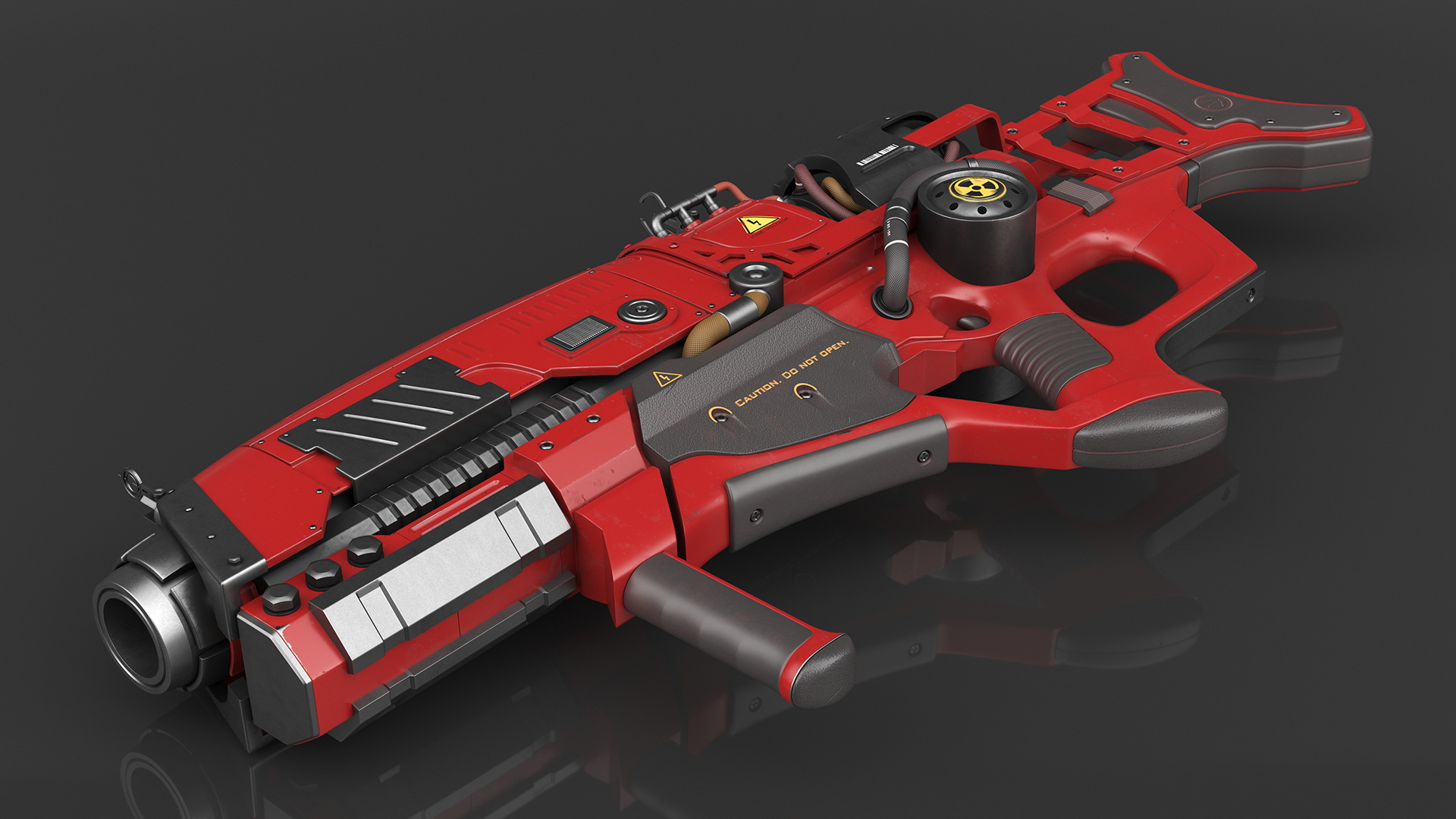 3D Futuristic Assault Rifle Red model
