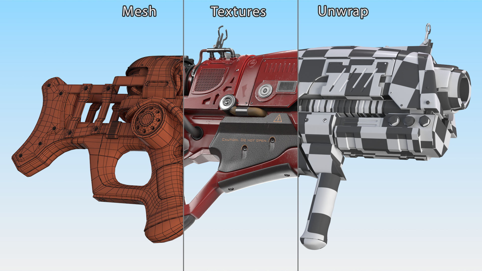 3D Futuristic Assault Rifle Red model