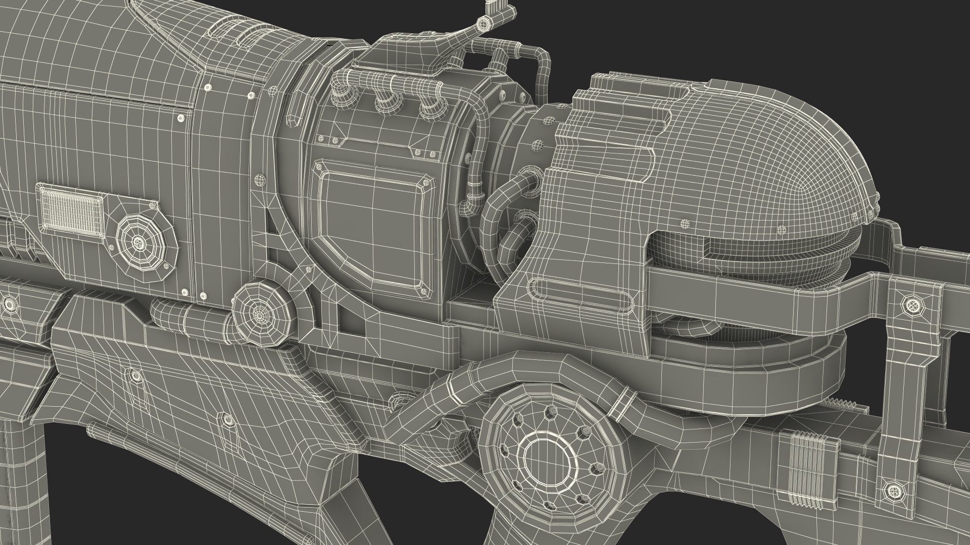 3D Futuristic Assault Rifle Red model