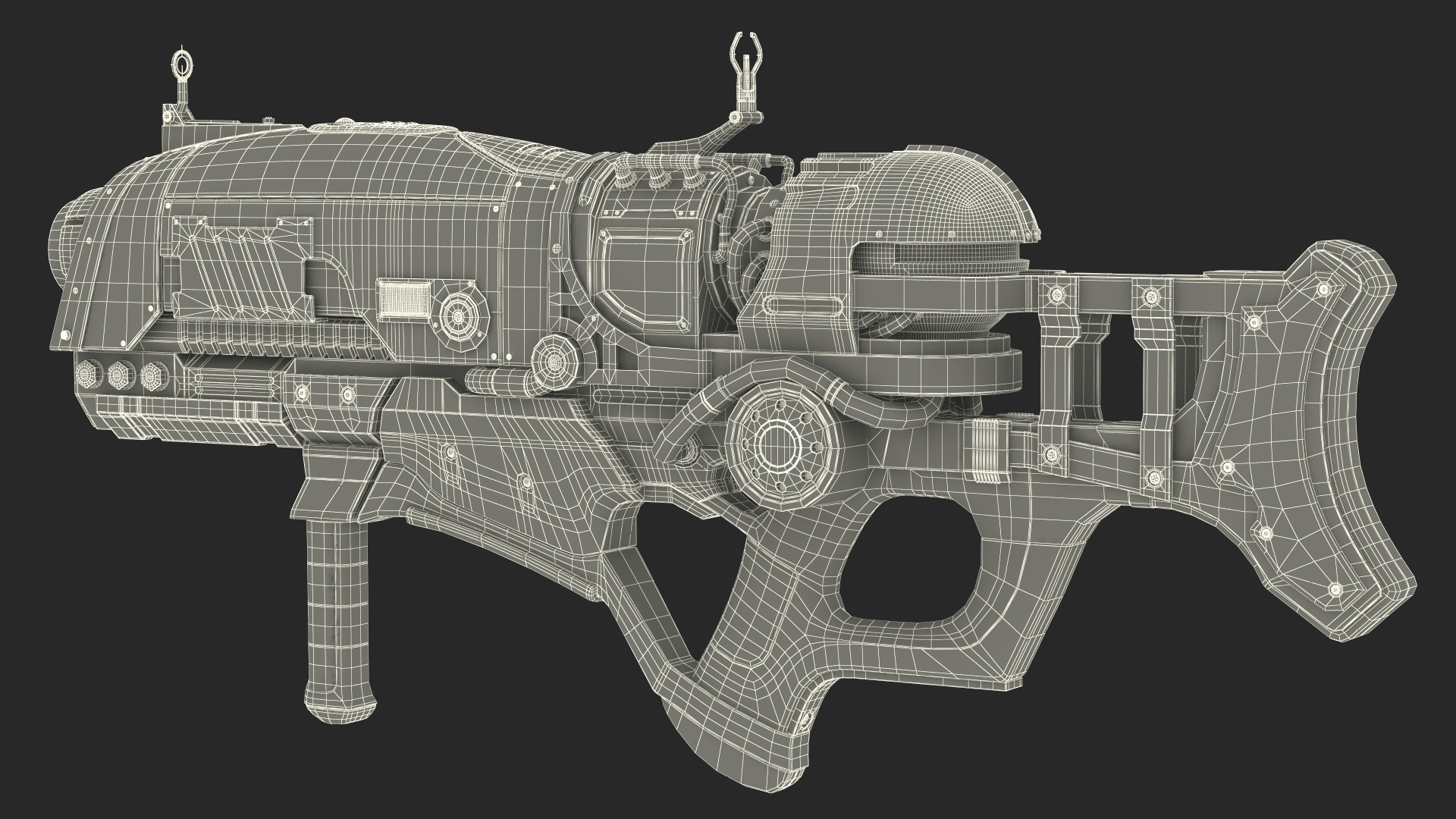 3D Futuristic Assault Rifle Red model