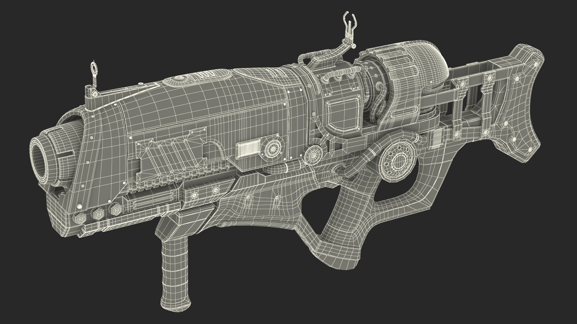 3D Futuristic Assault Rifle Red model