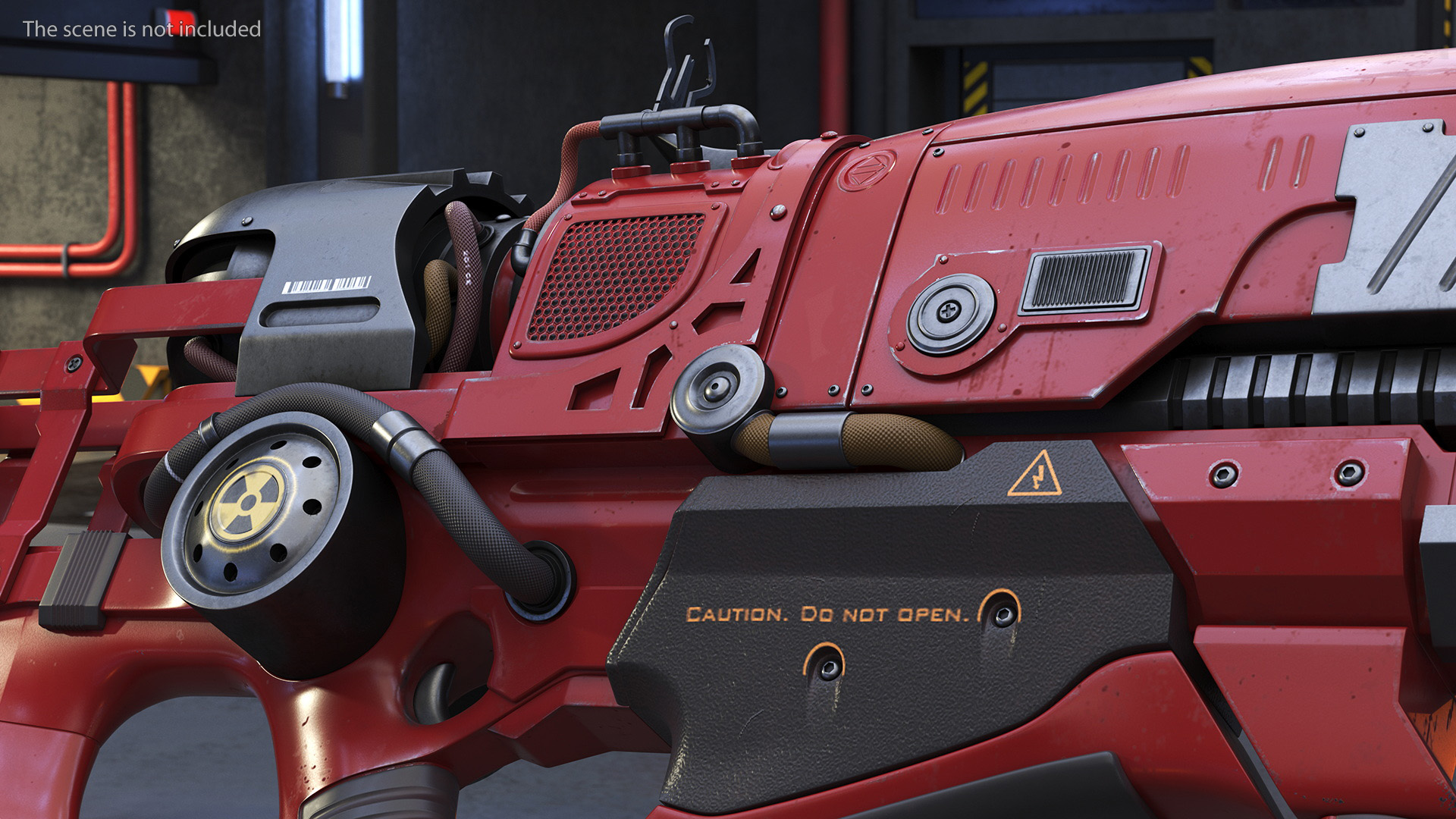 3D Futuristic Assault Rifle Red model