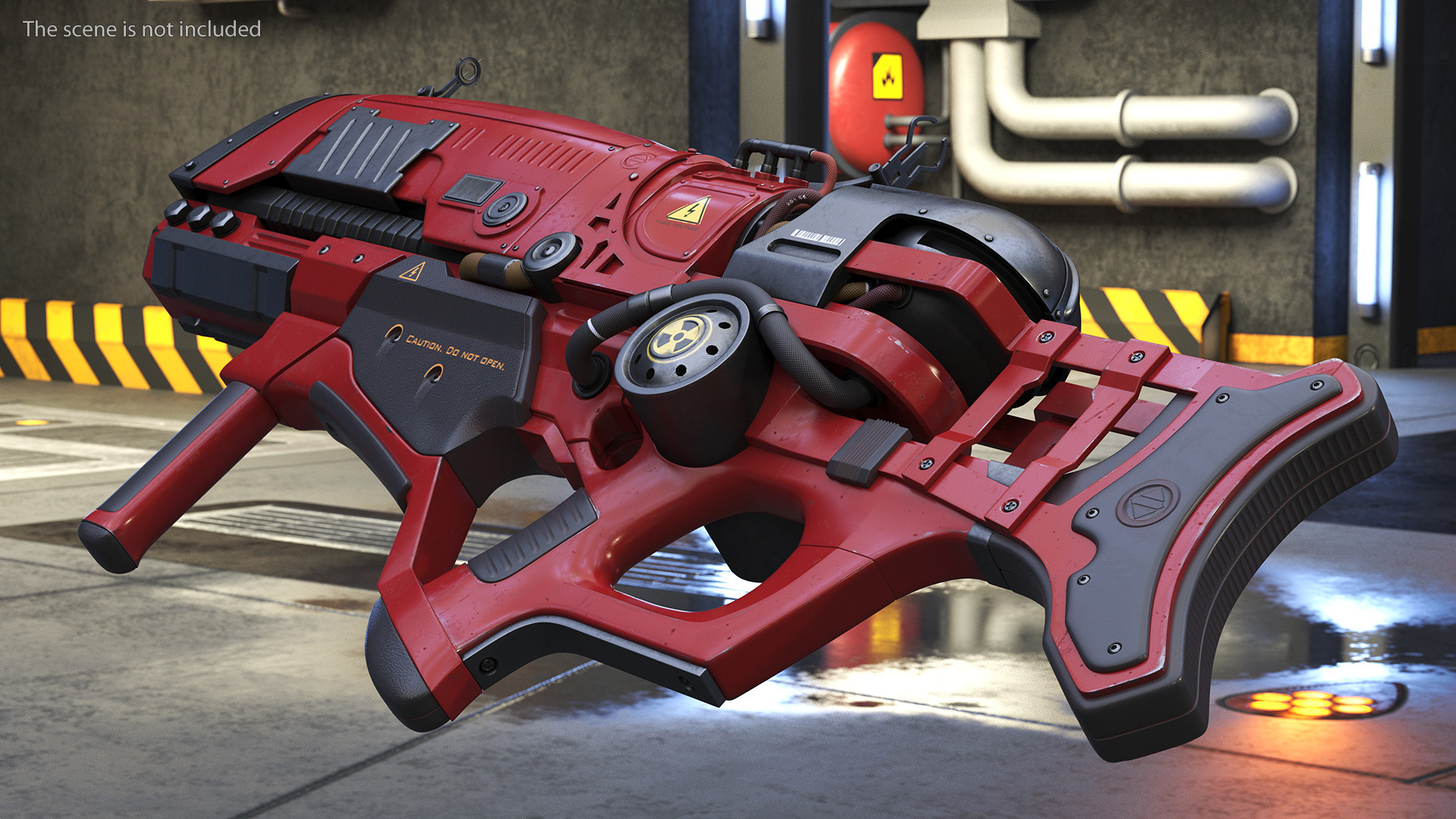 3D Futuristic Assault Rifle Red model