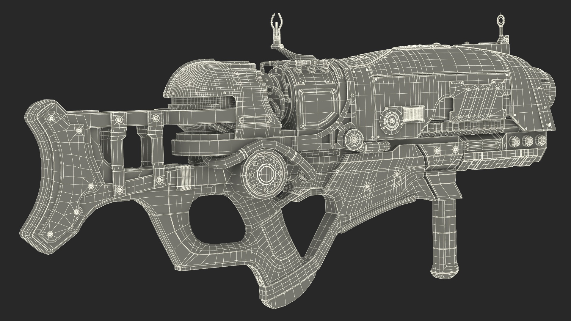 3D Futuristic Assault Rifle Red model