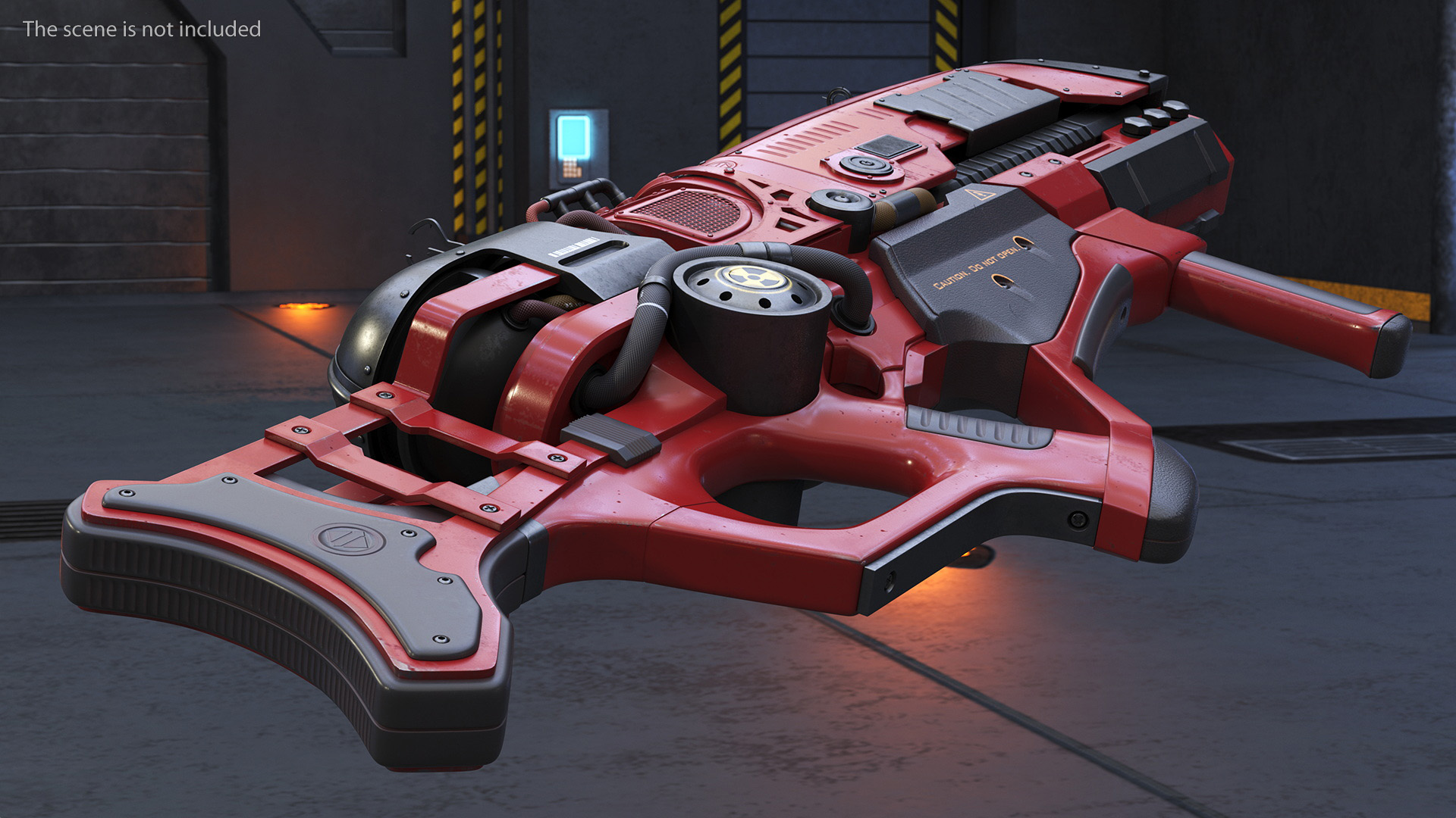 3D Futuristic Assault Rifle Red model