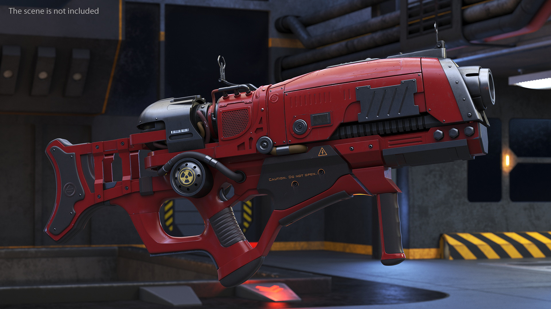 3D Futuristic Assault Rifle Red model