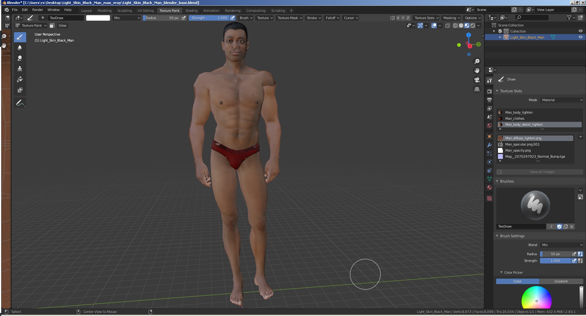 3D model Light Skin Black Man