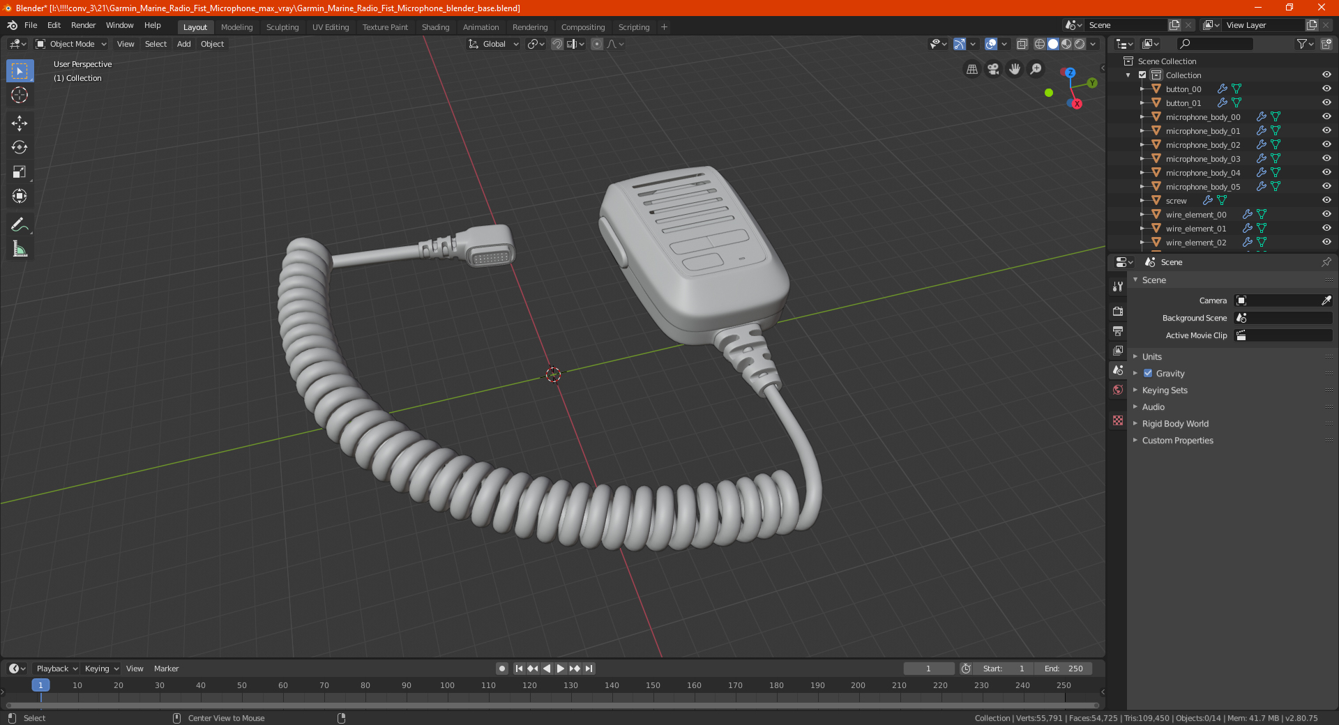3D model Garmin Marine Radio Fist Microphone