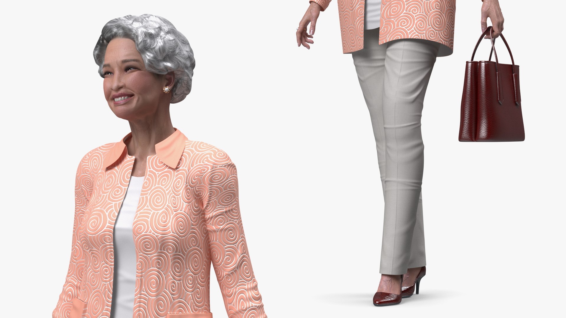 3D Chinese Grandma Everyday Style in Trump Hat model