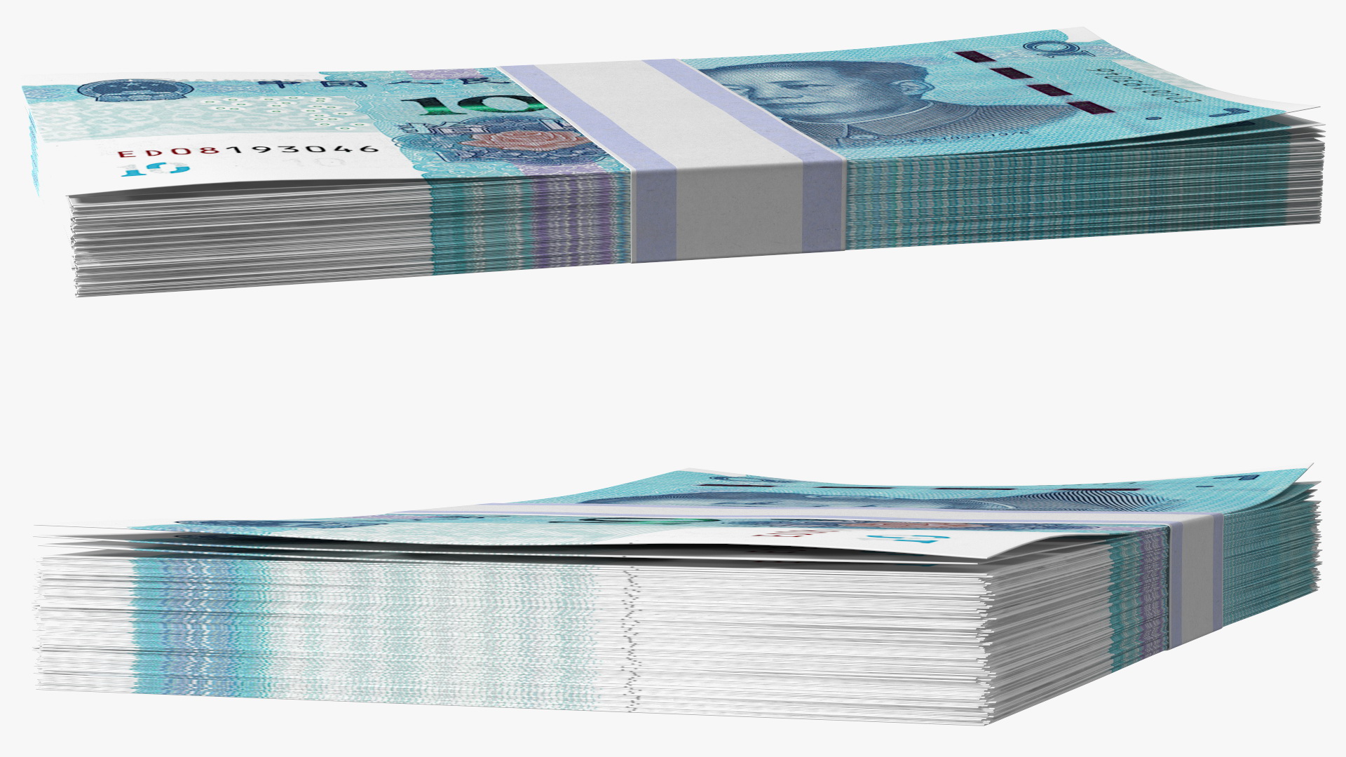 3D Pack of Chinese 10 Yuan 2019 Banknotes model