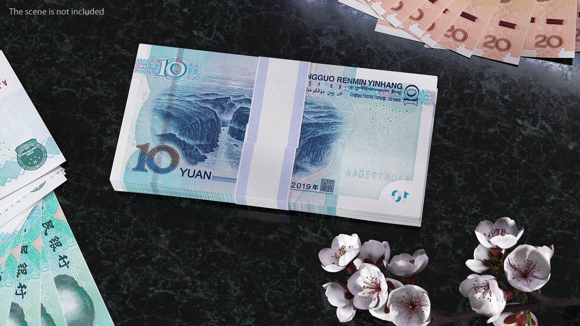 3D Pack of Chinese 10 Yuan 2019 Banknotes model