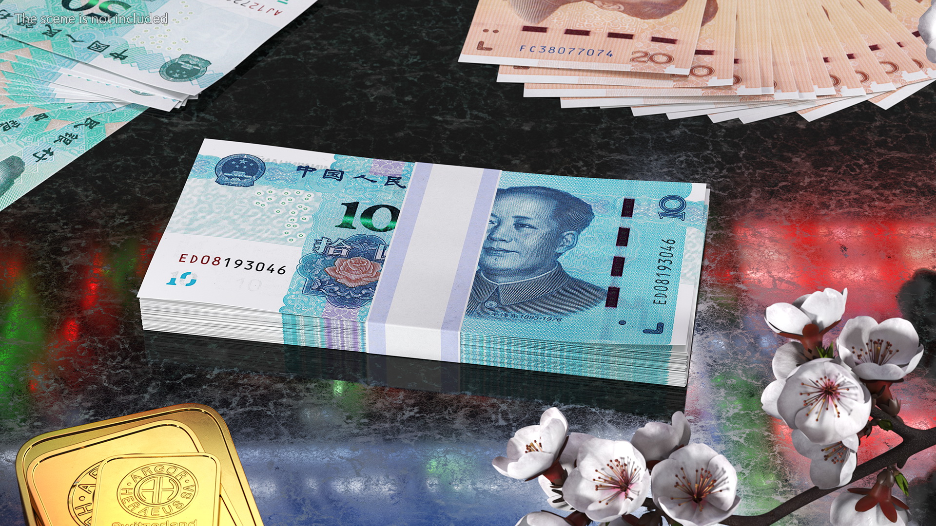 3D Pack of Chinese 10 Yuan 2019 Banknotes model