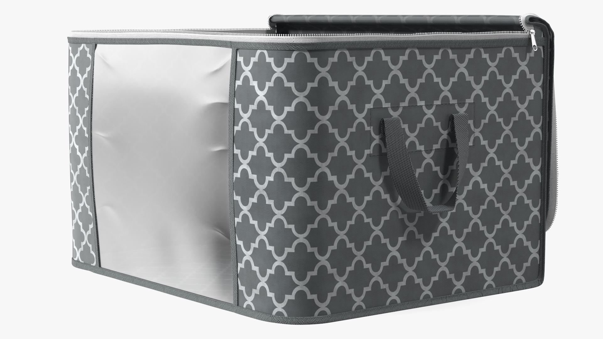 3D Windowed Storage Bin Grey Empty Open