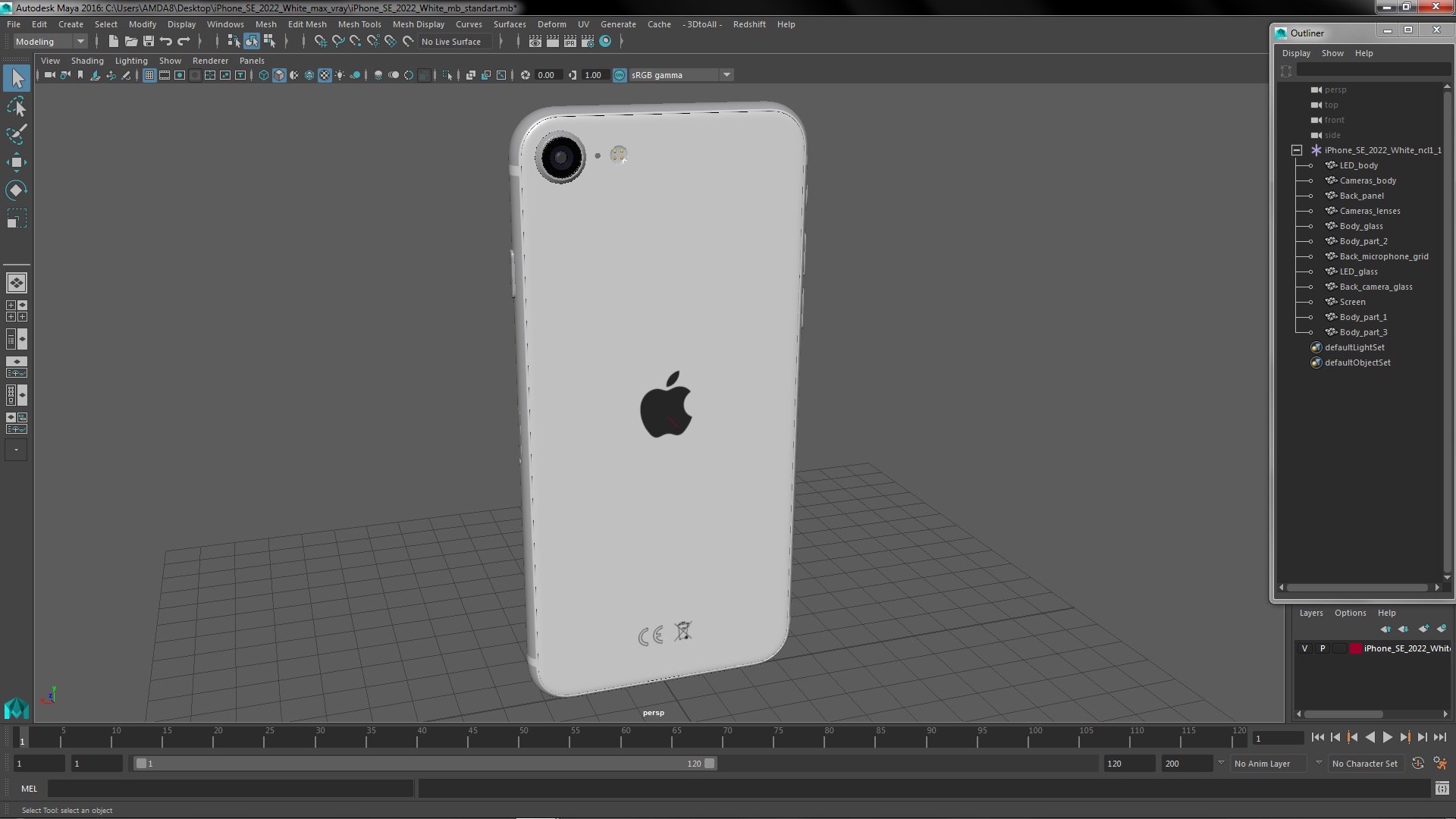 3D model iPhone SE 2022 White