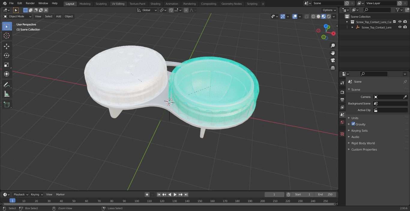 Screw Top Contact Lens Case 3D