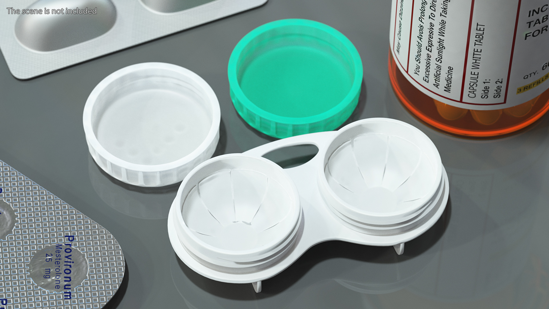 Screw Top Contact Lens Case 3D