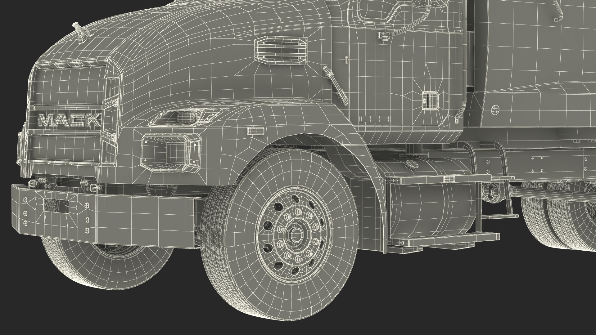 3D Mack MD6 Medium-Duty Garbage Truck Rigged
