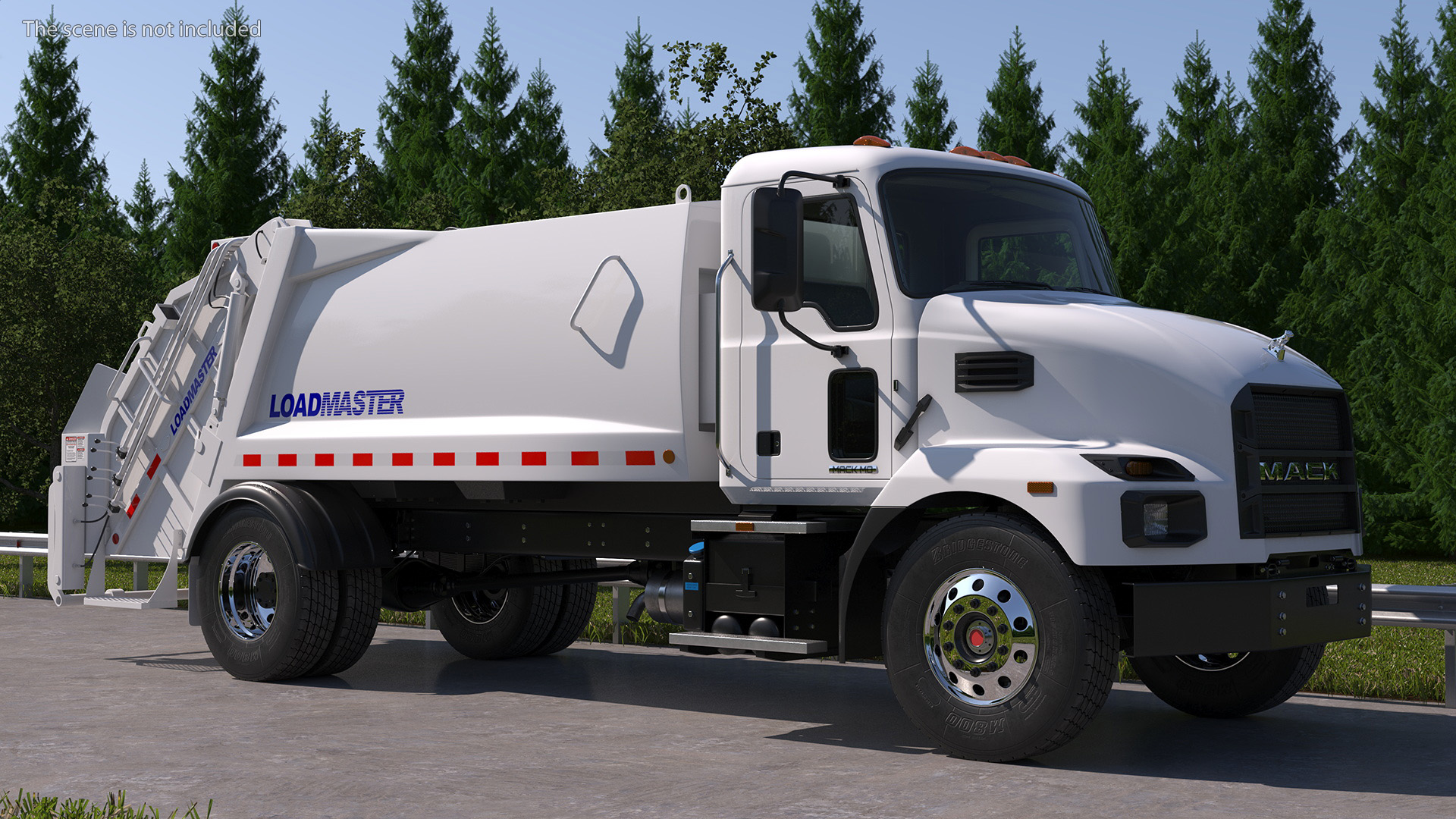 3D Mack MD6 Medium-Duty Garbage Truck Rigged