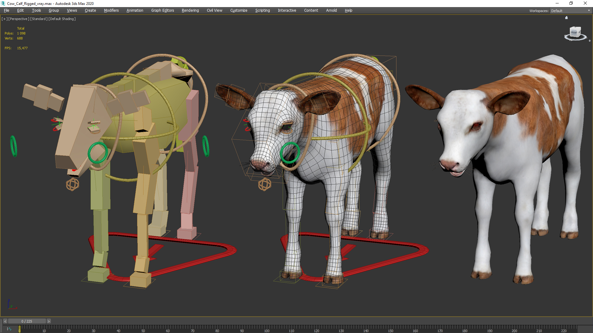 3D model Cow Calf Rigged