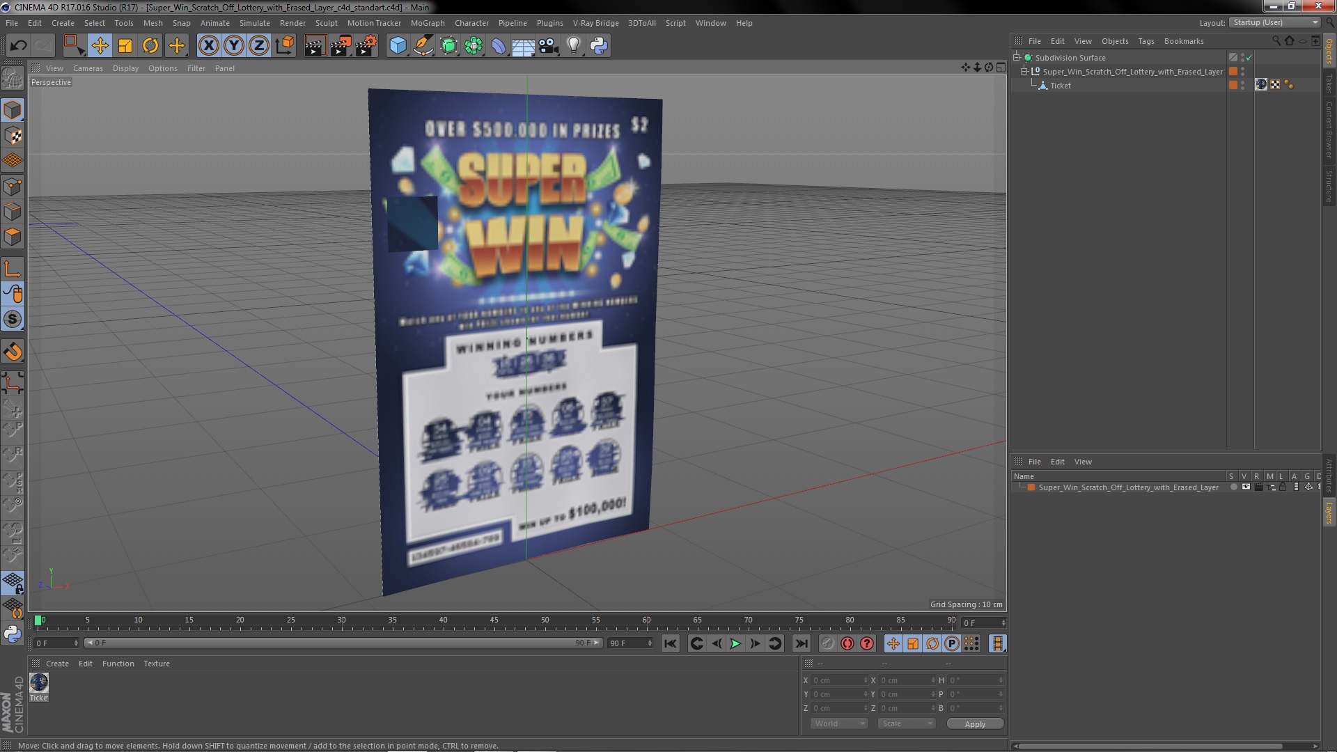 Super Win Scratch Off Lottery with Erased Layer 3D