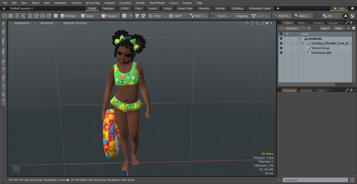 Standing Inflatable Circle Black Girl Child Swimsuit 3D