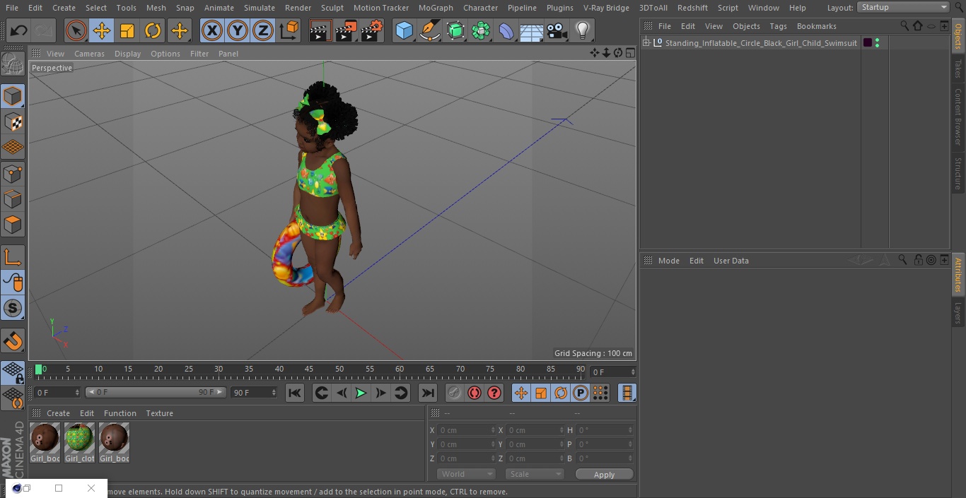 Standing Inflatable Circle Black Girl Child Swimsuit 3D