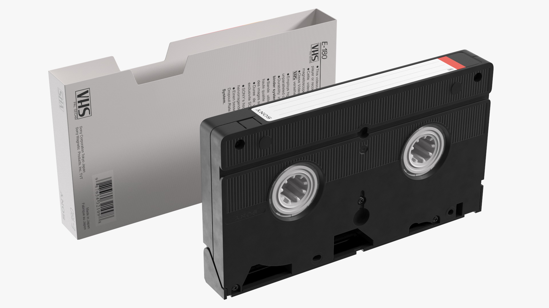 3D Vintage E180 VHS Video Tape with Cover model